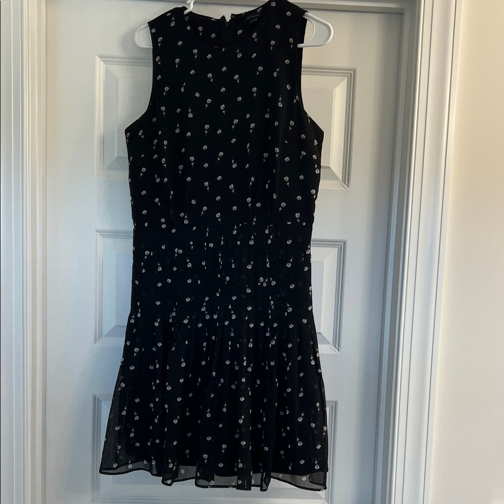 Ann Taylor Black Mini Dress with White Floral Design